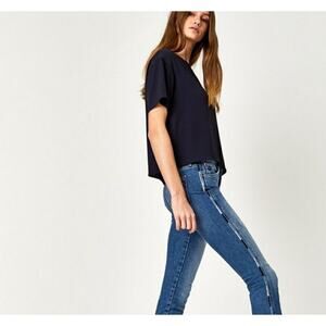 Mavi Adriana distressed mid rise skinny ankle jean raw hem size 25